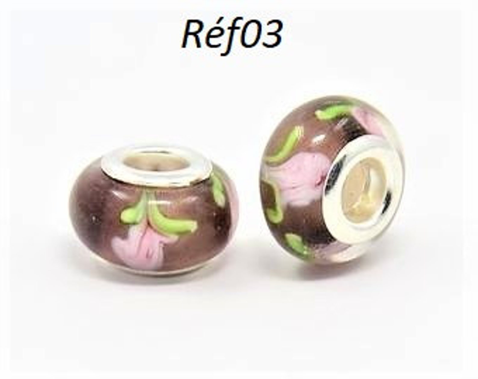 Lot De 100 Perles Européennes En Verre À Grand Trou 12 ~ 13 X 9 Mm Peintes Au Pistolet Pour