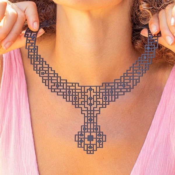 Collar de caucho / Joyería reciclada / Joyería contemporánea / Regalo para ella / Collar llamativo / Único / Ligero