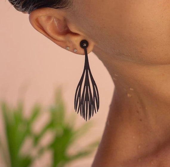 Rubber Earrings | Lightweight Earrings| Contemporary Jewelry | Brush Painting Earrings | Sustainable Jewellery | Gift for Her | Statement