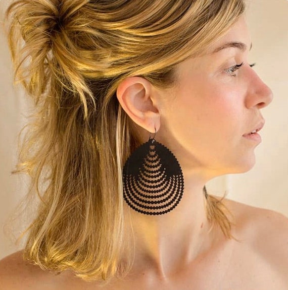 Lightweight Recycled Rubber Earrings- by Design T… - image 1