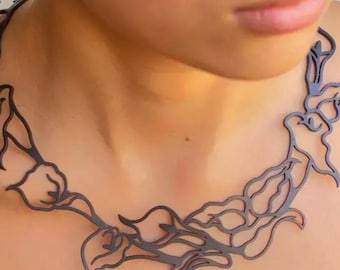 Collana in gomma / Gioielli riciclati / Gioielli contemporanei / Regalo per lei / Calla leggera / Di tendenza / Unica / Collana floreale