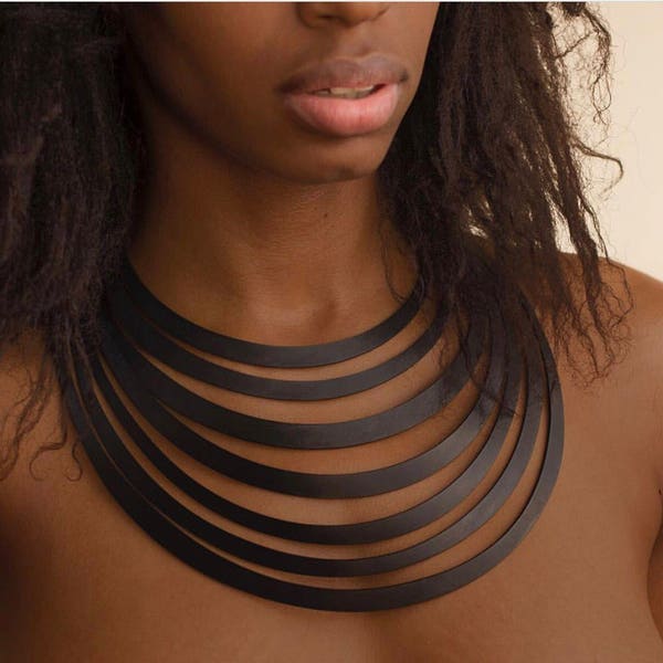 Lightweight Recycled Rubber Africa Necklace - by Design Tun