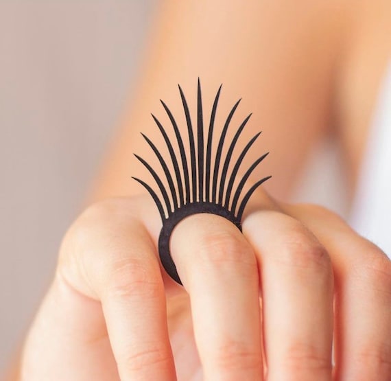 Rubber Ring Recycled Jewellery Contemporary Jewelry Gift for her  Statement ring Sustainable jewellery black jewelry - Main Image