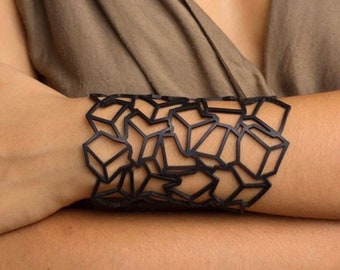 Rubber Bracelet | Recycled Jewellery | Contemporary Jewelry | Gift for her | Unique | Geometric wristband | Comfy