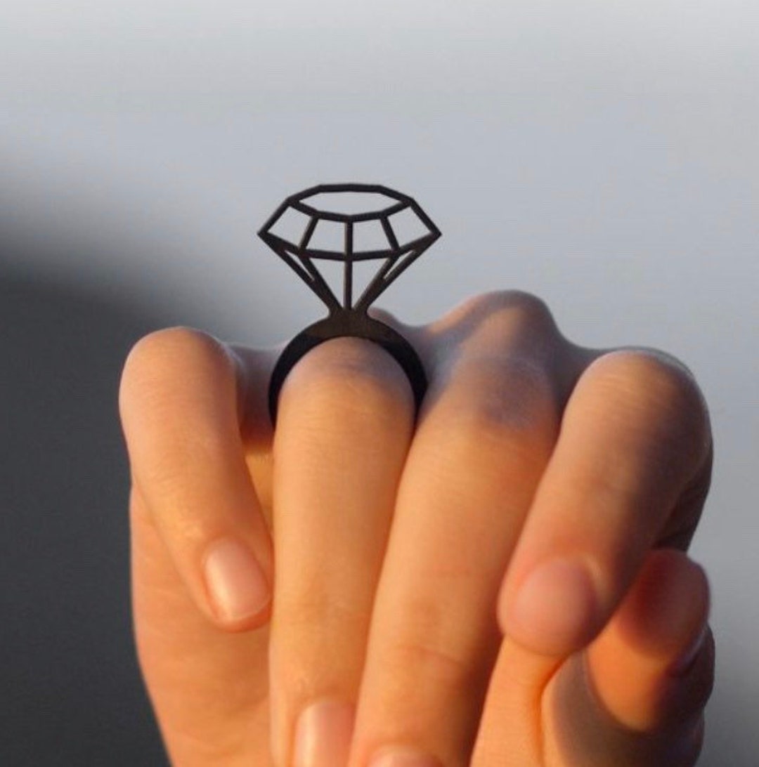 Lightweight Recycled Rubber Diamond Ring - by Design Tun - Etsy