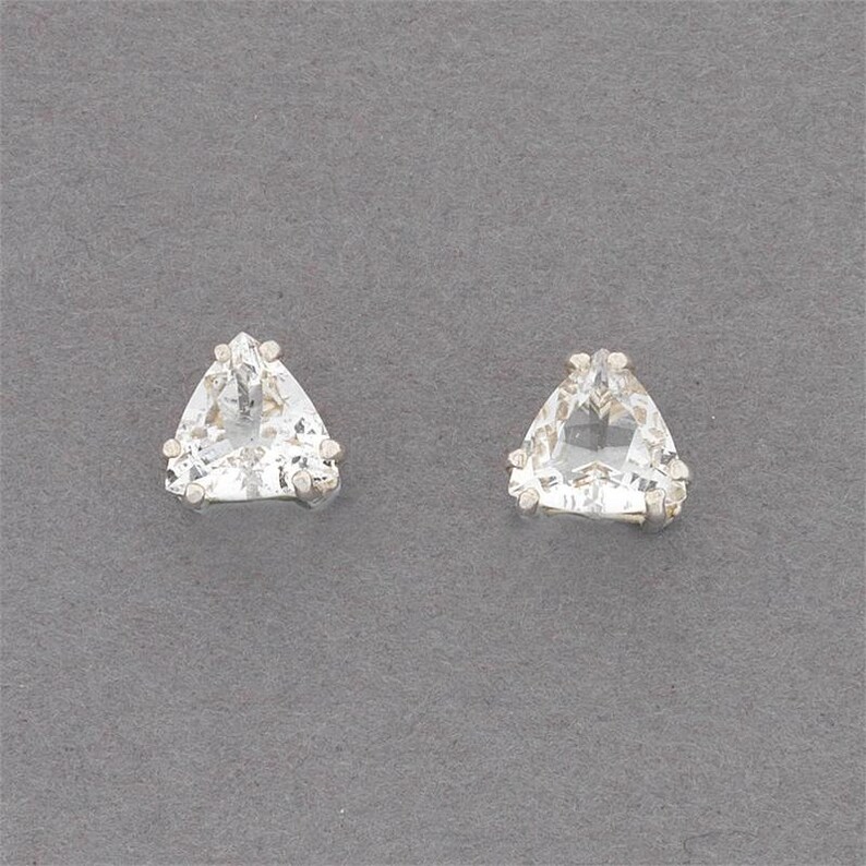 Azeztulite Earrings Trillion Stud Earrings Certificate of Authenticity Included 7mm Synergy 12 Stone! Faceted Gem Quality Azeztulite