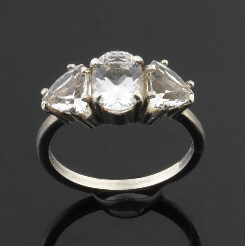 Choose Size! Faceted Gem Quality 3 Stone Ring Satyaloka Clear Azeztulite Ring Certificate of Authenticity Included .925 Sterling Silver