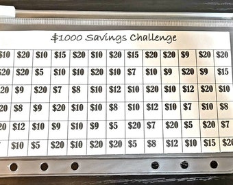 1000 Dollar Savings Challenge Budget insert