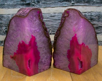 Brazilian Agate Bookend Geode Bookend - Large - Pink