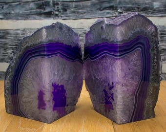 Brazilian Agate Bookend Geode Bookend - Large - Purple