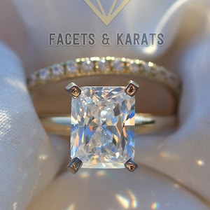 3.50 Ct Radiant Cut Wedding Ring set Bridal Set of 2 in 14k Solid Yellow Gold Solitaire Engagement Ring with Wedding Band Bridal Ring Sets