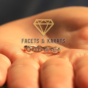 18K Gold Art Deco Wedding Band, Eternity Band, Eternity Ring, Art Deco Ring, Women&#39;s Wedding Band, Engagement Ring Band, Matching Band