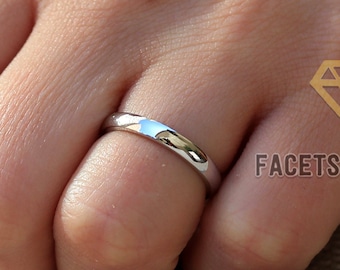 10K or 14K SOLID Plain Gold Ring Solid Gold Wedding Band 2.5mm, Men or Women Available Yellow Gold- Rose Gold - White Gold Facets & Karats