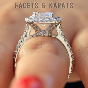 18k White Gold Simulated Diamond Engagement Ring by Facets & Karats on Etsy, Available in Rose Gold and Yellow Gold, Custom Engagement Rings