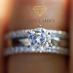 2 Carat Solitaire Engagement Ring Set With Double Wedding Bands