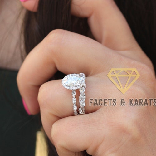 2 Ct Round Cut Diamond Vintage Art Deco Women Wedding Ring 14K White Gold Finish 