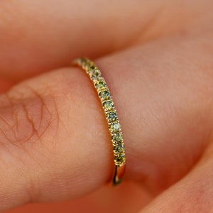 Solid 14K Yellow Gold Citrine Ring, Citrine Wedding Band For Women With 1.5mm Stones in Half Eternity, Available in White Gold and Rose Gold