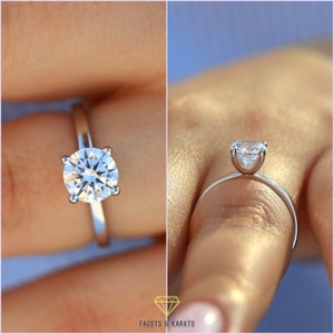 1.25ct Moissanite Engagement Ring Womens VVS Moissanite Ring, 14K Solid White Gold Solitaire Wedding Ring, Promise Ring, Anniversary Ring