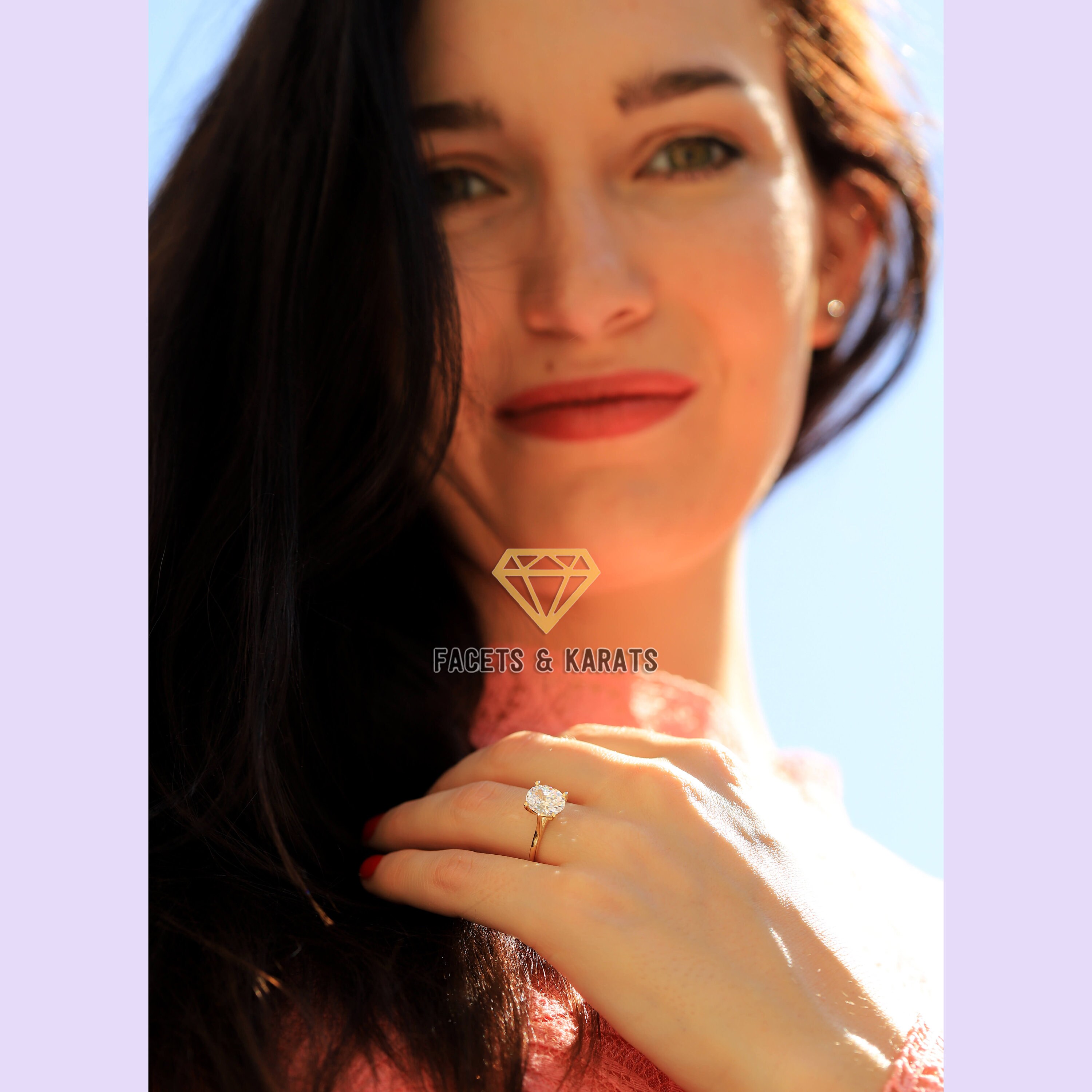 3 Carat Oval Engagement Ring Thin Band 14K Gold Oval Etsy