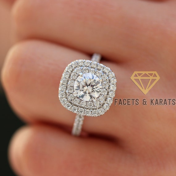 2 carat double halo engagement outlet ring