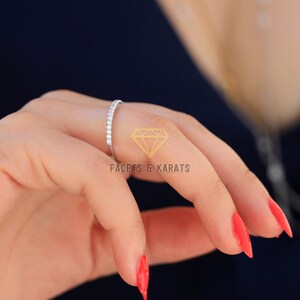 0.50ct Round Cut Simulated Diamond Wedding Band Made in Solid 14k White Gold Available in Yellow Gold & Rose Gold by FACETS and KARATS 1.5mm