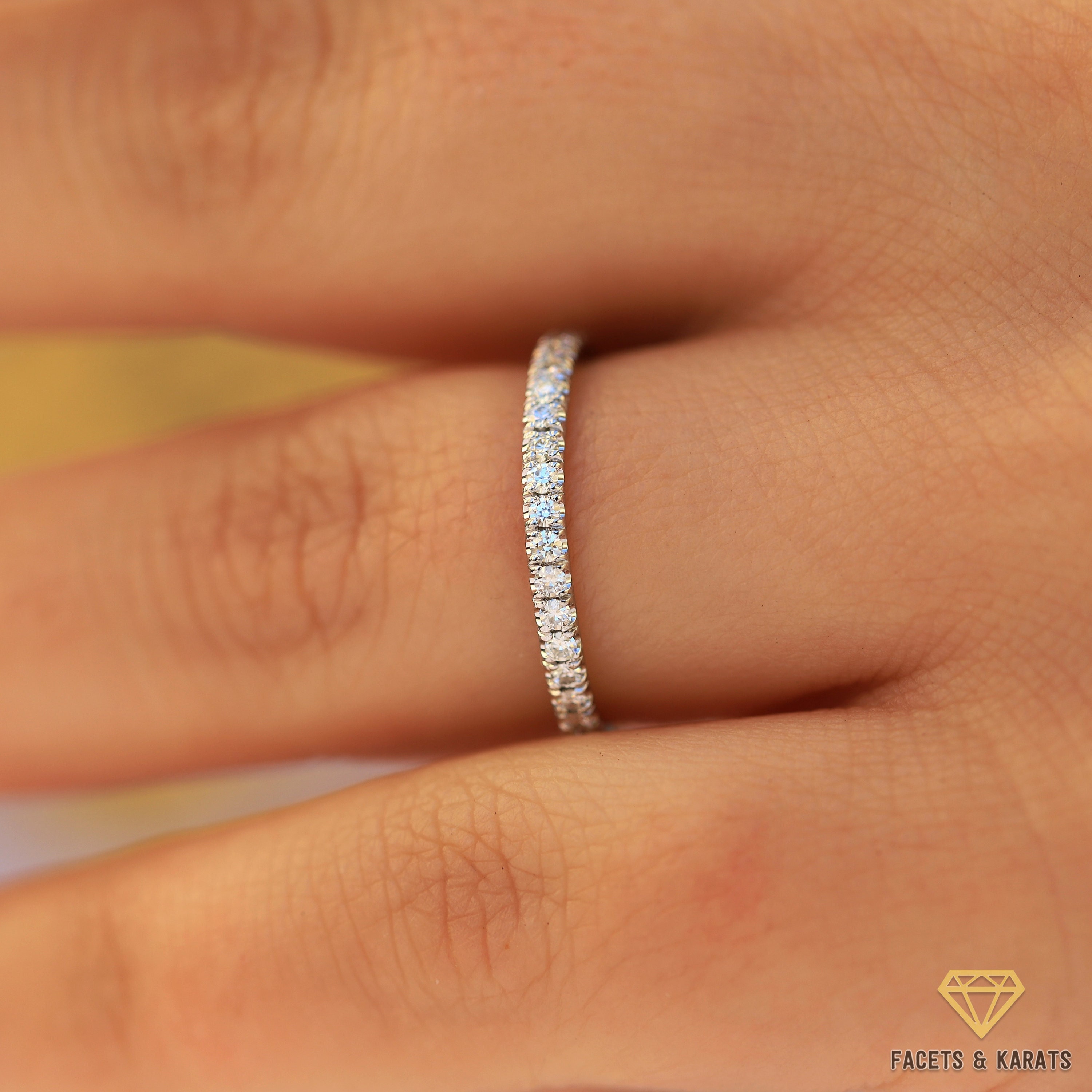 1.5mm Full Eternity Moissanite Wedding Band For Women Eternity Ring Pave Wedding Band, Moissanite Band 14K SOLID White Gold Anniversary Band