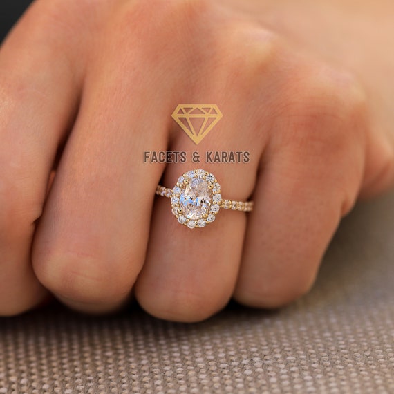 1.25 Carat Oval Shaped Low Setting Halo Engagement Ring 1.25 Carat Oval Shaped Low Setting Halo Engagement Ring