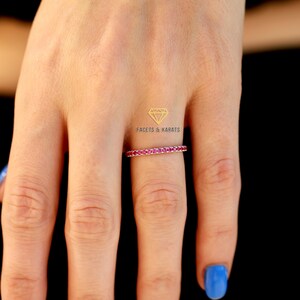 Half eternity ruby wedding band for women with 1.5mm stones made in platinum