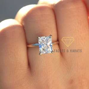 2.75 ct Radiant Cut Engagement Ring Solitaire Ring 14k Solid Yellow Gold Wedding Ring, Promise Ring Proposal Ring Minimalist Engagement Ring
