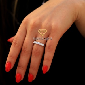 7-Stone Lab Grown Diamond Ring, Women’s Wedding Band also available in Moissanite, 10K or 14K Gold Anniversary Band, Promise Ring for Her