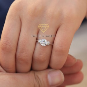 Minimalist Engagement Ring, 1 Carat Beaded Bezel Set Solitaire Ring, Solid 14k White Gold Or Yellow Gold - Rose Gold by FACETS and KARATS