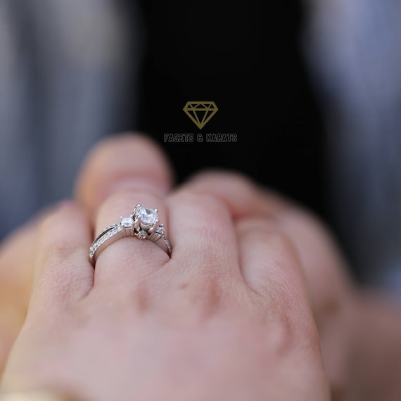 Three Stone Engagement Ring Bridal Ring