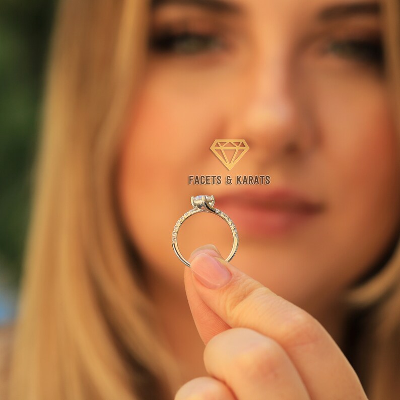 Unique 14K Solid Real White Gold Promise Ring For Girlfriend Etsy