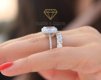 Details about   1.85 Emerald Champagne CZ Statement Bridal Wedding Designer Ring 14k White Gold 