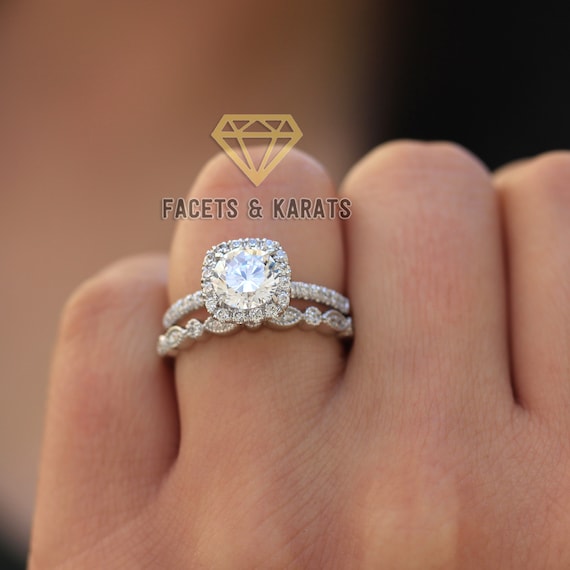 Milgrain wedding band with engagement best sale ring