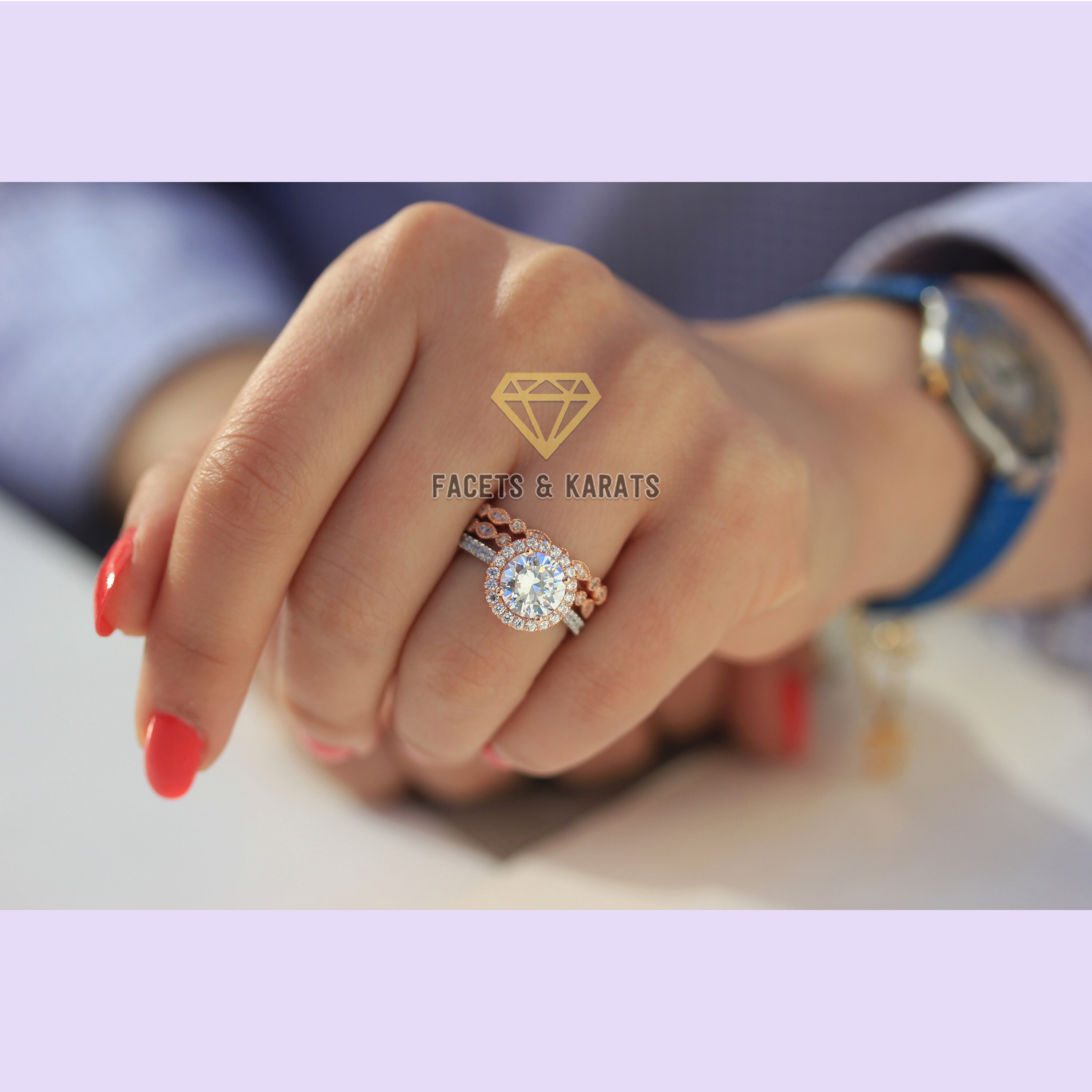 全国どこでも送料無料！ Wedding Ring Engagement Cut Round Ct 3.60 Band Set Bridal ビジネス・経済