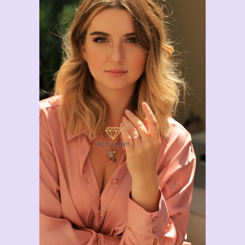 14K Pink Gold Women's Promise Ring for Her Pear Shaped Etsy