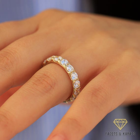 4 Carat Yellow Gold Round Lab Diamond Eternity Band in 14K or 10K White, Yellow or Rose Gold