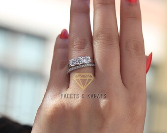Fede Nuziale Uomo 2ct Moissanite Taglio Tondo - Argento 925 Placcato Oro Bianco 14k - Lab-Created