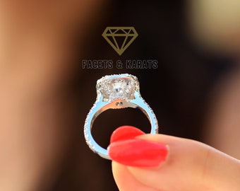 2 Ct Cut Simulated Diamond In 14k White Gold Plated Women's Halo - Foto 3