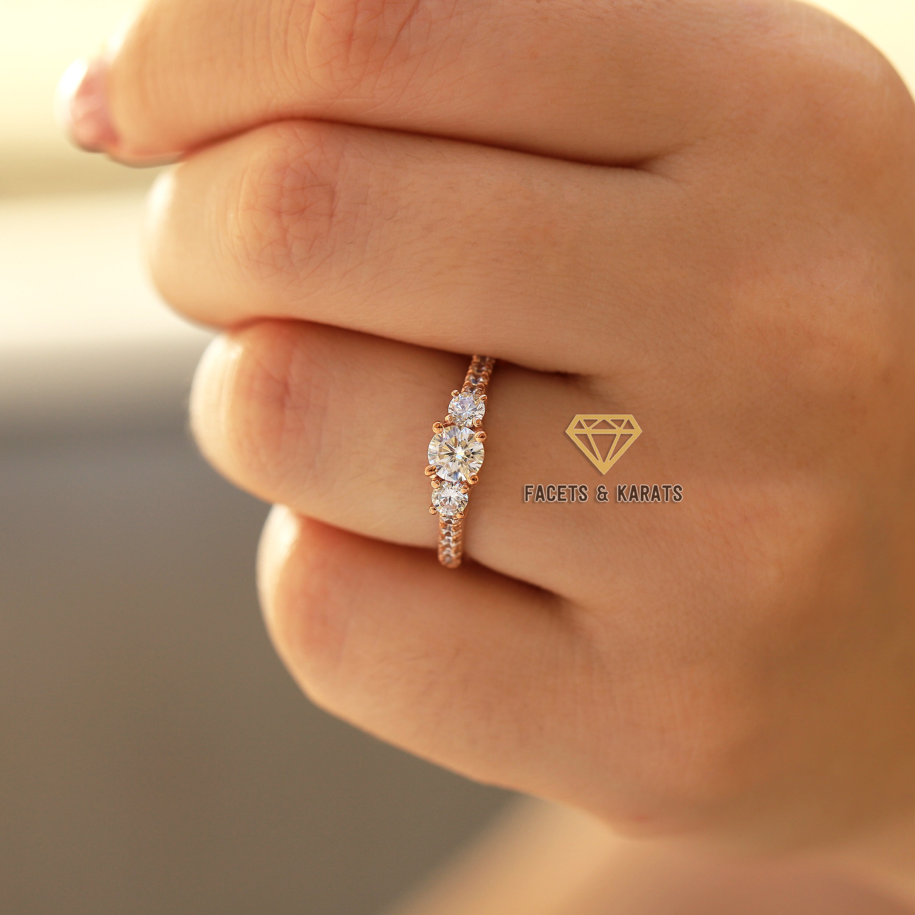Van Cleef and Arpels 14.83 Carats Round Diamond Three-Stone Engagement