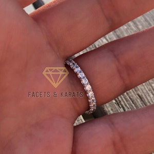 1 Carat Eternity Ring Eternity Band Round Cut Full Eternity Diamond Ring 14K White Gold OR Yellow and Rose Gold by Facets and Karats on Etsy image 3