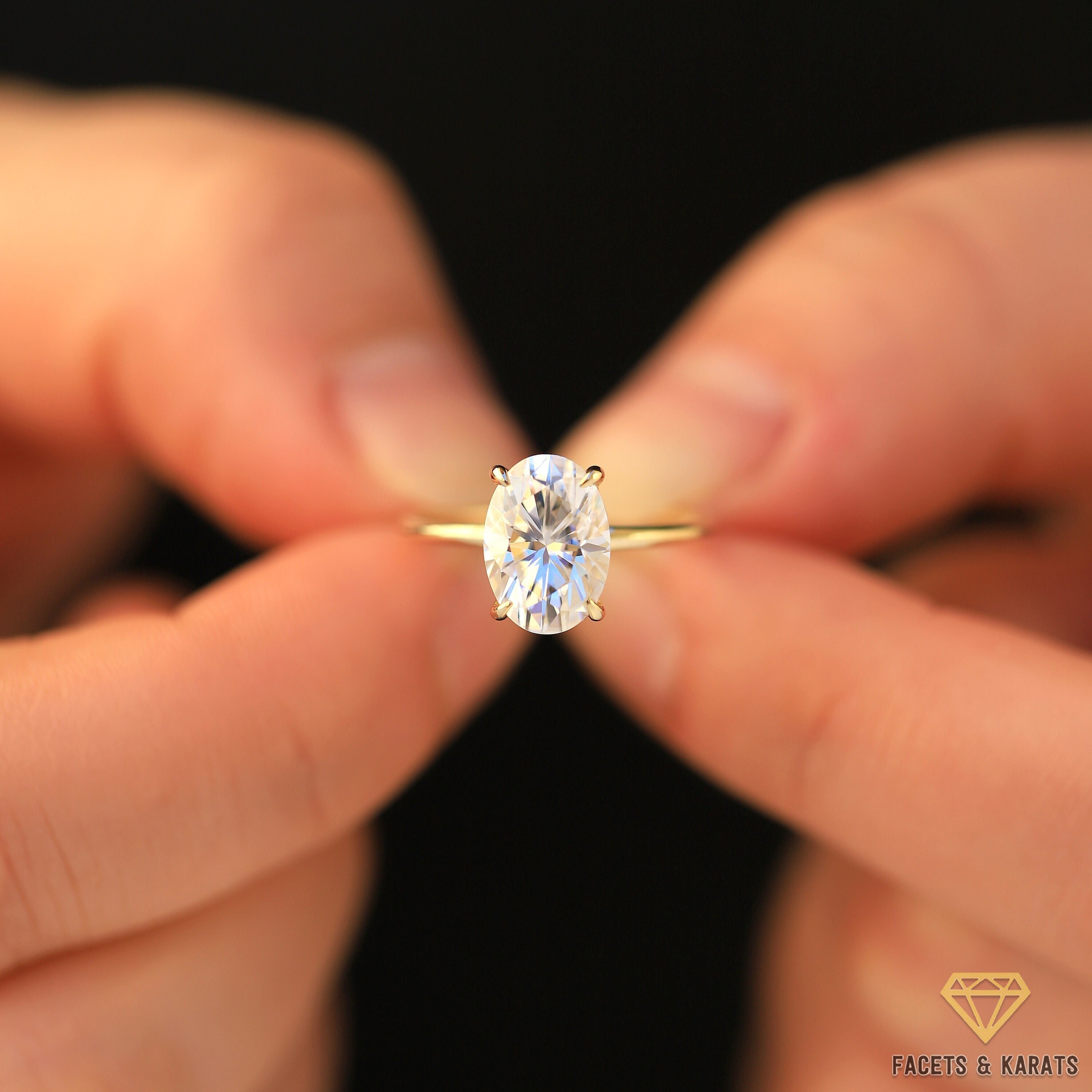Buy Elongated Oval Hidden Halo Engagement Ring 10x7mm Moissanite