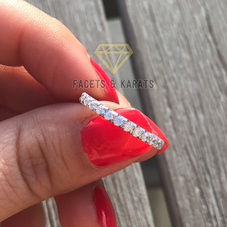 1 Carat Eternity Ring Eternity Band Round Cut Full Eternity Diamond Ring 14K White Gold OR Yellow and Rose Gold by Facets and Karats on Etsy image 6