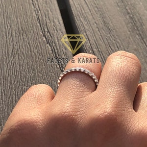 1 Carat Eternity Ring Eternity Band Round Cut Full Eternity Diamond Ring 14K White Gold OR Yellow and Rose Gold by Facets and Karats on Etsy image 9