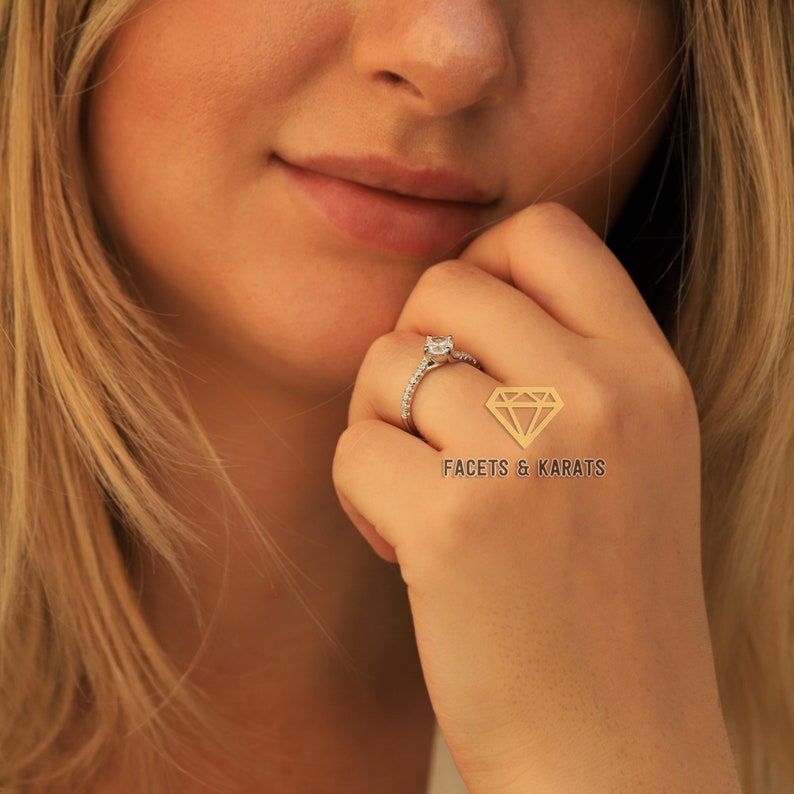 Unique 14K Solid Real White Gold Promise Ring For Girlfriend Etsy