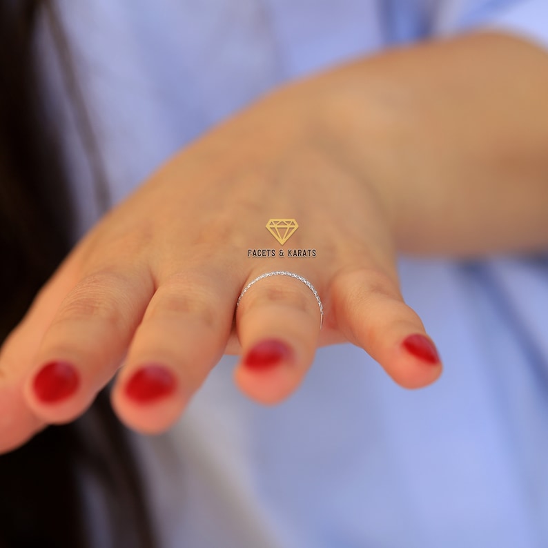 Whisper Thin Moissanite Wedding Band Dainty 1.2mm Micro Pave Etsy