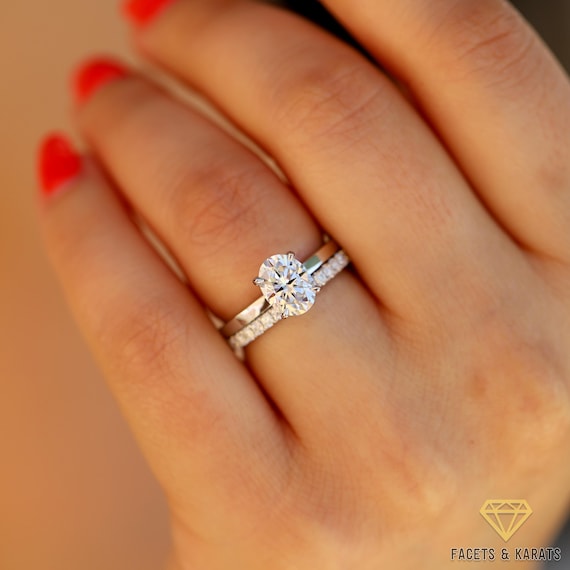 SMILEST - Anillo De Boda Redondo De Moissanita De 2 Mm Y Marquesa Para Mujer, Color D VVS1 Clarity Creado En Laboratorio, Anillos De Diamantes De Plata De Ley S925 Bañados En