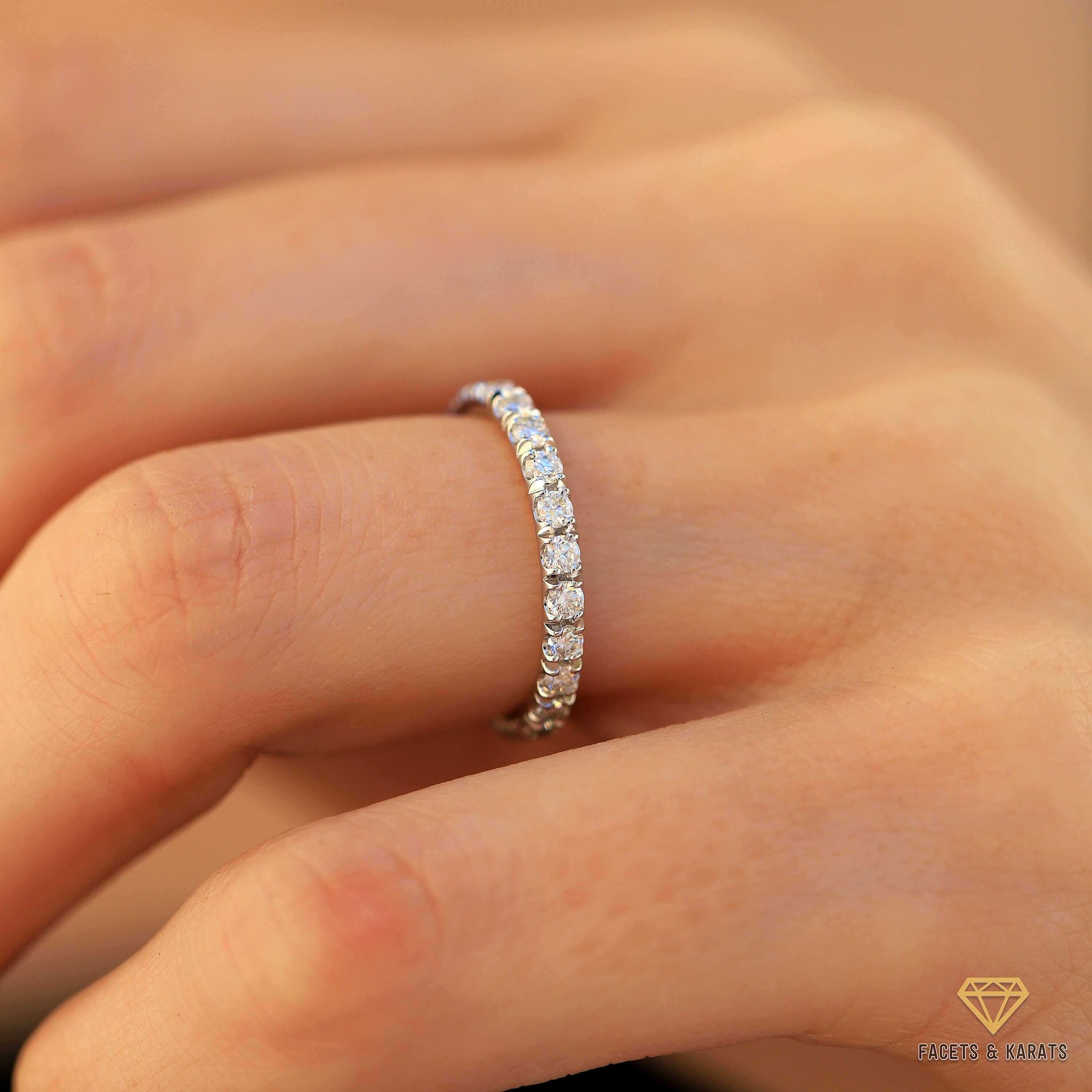 CVD Lab Grown Diamond Eternity Band, Diamond Eternity Ring, With 2mm Stones in Full Eternity Available in 14K White Gold, Yellow Gold & Rose