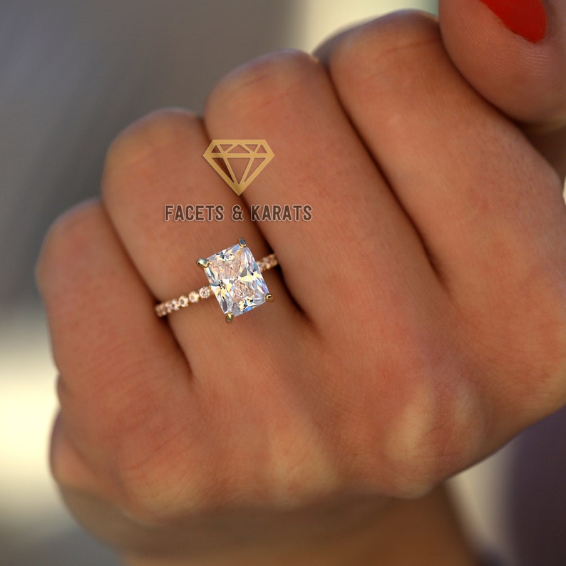 14K Yellow Gold Radiant Cut Engagement Ring 2 Carat Wedding Etsy